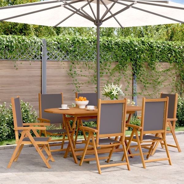 vidaXL Gartenstuhl Verstellbar 6 Stk. Anthrazit Stoff und Massivholz 3214542
