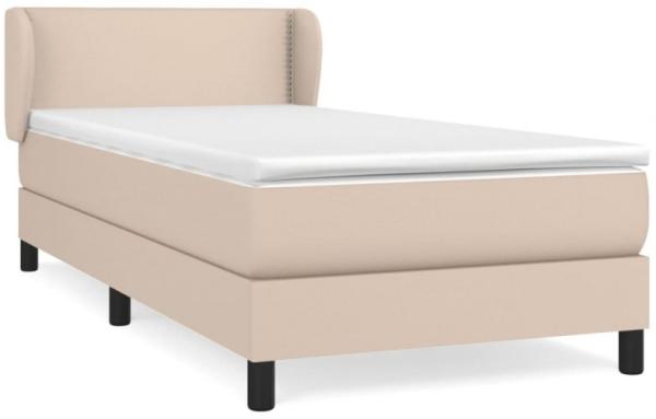 vidaXL Boxspringbett mit Matratze, Härtegrad: H2, Kunstleder Cappuccino-braun 80x200 cm