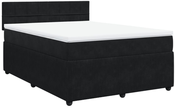 vidaXL Boxspringbett mit Matratze Schwarz 140x200 cm Samt 3287760
