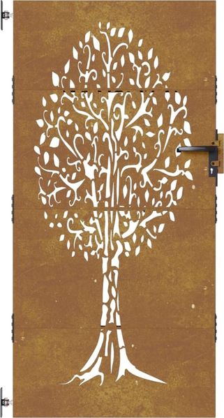 vidaXL Gartentor 85x200 cm Cortenstahl Baum-Design 153213 Bild 4