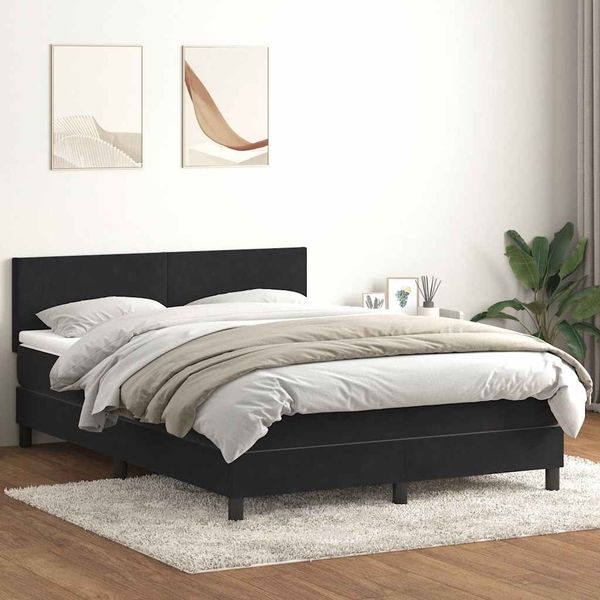vidaXL Boxspringbett mit Matratze Schwarz 160x210 cm Samt 3316025