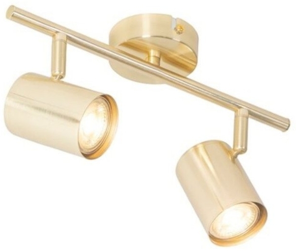 Qazqa LED Aufbaustrahler Jeana, ohne Leuchtmittel, GU10, Messing, Modern, Stahl, 2-flammig