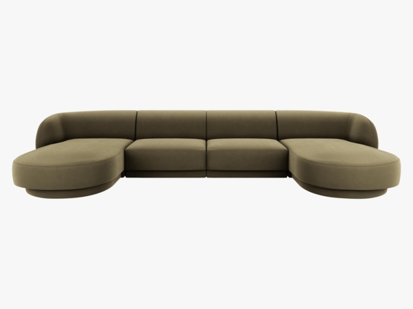 Micadoni Panorama-Sofa Miley 5-Sitzer Samt Bluvel Grün