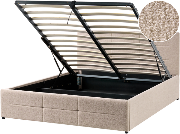 Bett mit Stauraum Bouclé MASSOGNES 140 x 200 cm Beige