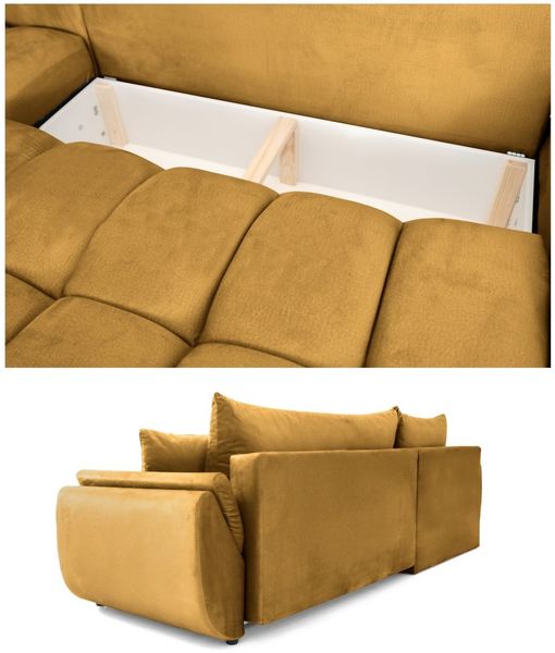 Ecksofa Schlafsofa Sofa COLLIN in Stoff Monolith Honiggelb Ottomane Links Bild 5