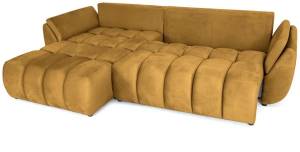 Ecksofa Schlafsofa Sofa COLLIN in Stoff Monolith Honiggelb Ottomane Links Bild 2