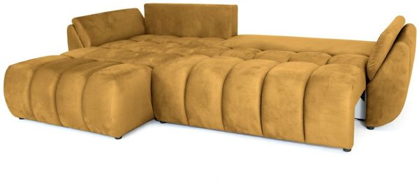 Ecksofa Schlafsofa Sofa COLLIN in Stoff Monolith Honiggelb Ottomane Links Bild 3