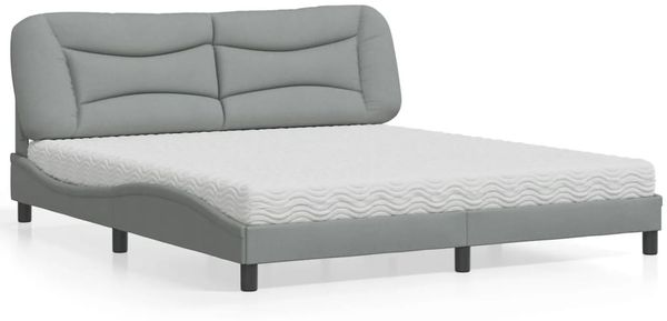 vidaXL Bett mit Matratze "Hvar" Hellgrau 180x200 cm Stoff 3208548