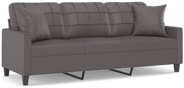 vidaXL 3-Sitzer-Sofa mit Zierkissen Grau 180 cm Kunstleder 3200810