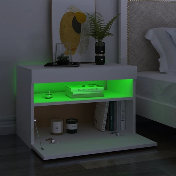 vidaXL TV-Schränke mit LED-Leuchten 2 Stk. Weiß 60x35x40cm 804410
