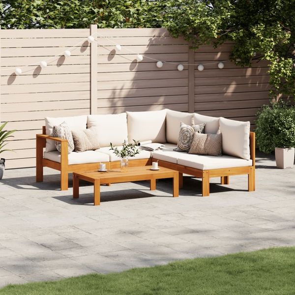 vidaXL 4-tlg. Garten-Sofagarnitur mit Kissen Massivholz Akazie 3214857