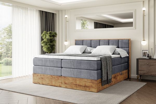 ALTDECOR Boxspringbett LOLLI2 KING (Multipocket-Matratze H4, H3 Matratze Bonellfederung, Topper, Kopfteil)