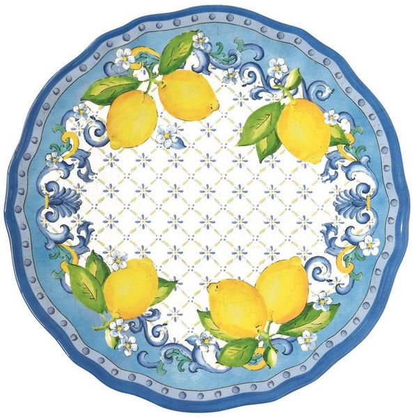 EasyLife Speiseteller Sorrento, Spülmaschinengeeignet, Mehrfarbig, Zitronen, H: 1cm