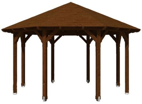 SKANHOLZ Pavillon, Zeltdach, achteckig, BxT: 484x484 cm nussbaum Gartenpavillon 4018211008483