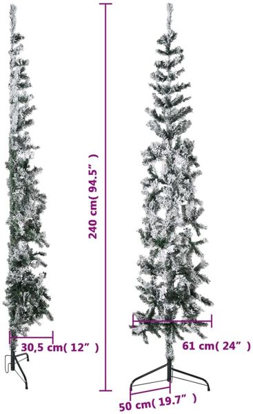 vidaXL Künstlicher Halb-Weihnachtsbaum mit Schnee Schlank 240 cm 344608 Bild 9