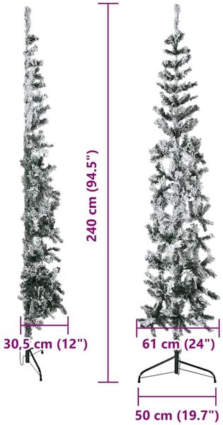 vidaXL Künstlicher Halb-Weihnachtsbaum mit Schnee Schlank 240 cm 344608 Bild 10