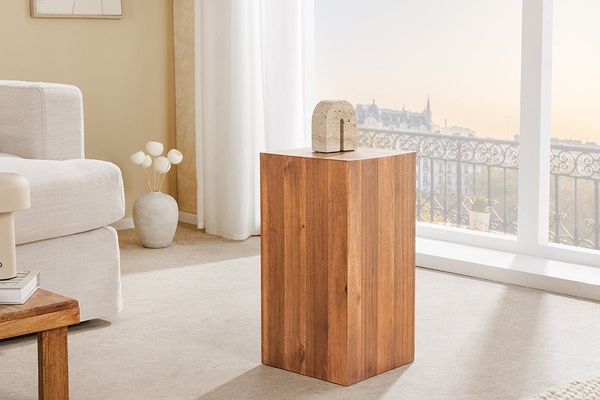 riess-ambiente Beistelltisch COLUMNA 50cm braun - Akazien-Massivholz, Pflanzenständer, rechteckig (Einzelartikel, 1-St), Dekosäule mit Holzmaserung - ideal für Wohnzimmer und Eingangsbereich