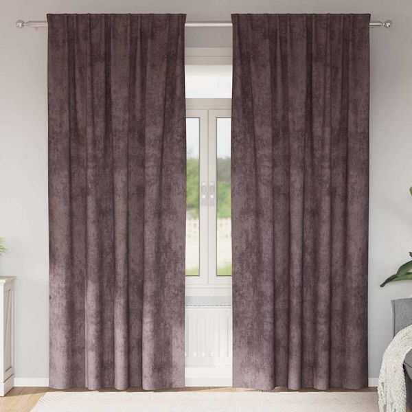 vidaXL Samtvorhänge mit Vorhängen 2 pcs Braun 245 x 140 cm Samt 4107696
