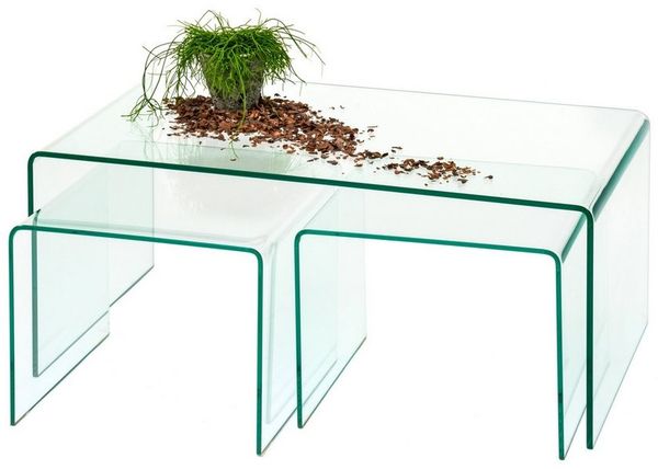 Concept GmbH Couchtisch in Klarglas, Glas - 90x38x50cm (BxHxT)