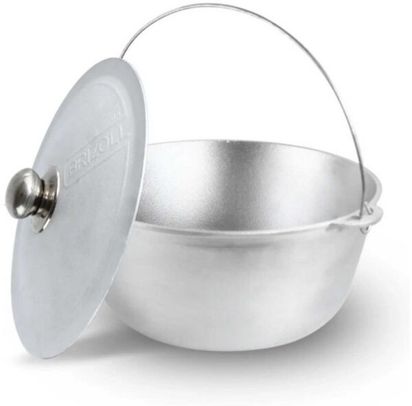 BIG-PAN Wok 2L Kasan Aluminium Deckel Bügel Kessel Tourist