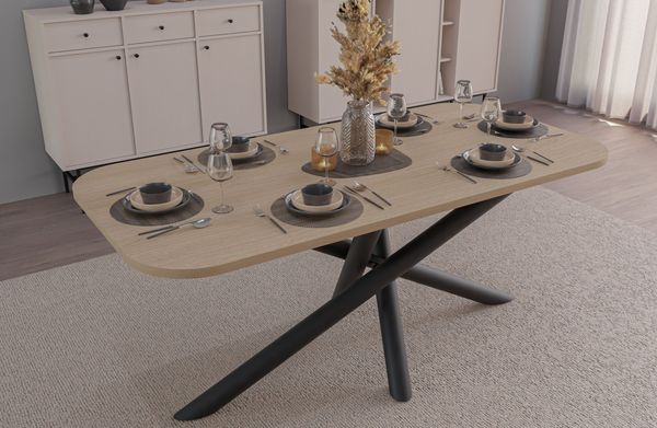 Oslo Esstisch Tisch 185x90 cm Wohnzimmer Esszimmer Modern Farbwahl Wisconsin Nußbaum, Artisan Eiche, Lindberg Eiche, Portland Esche Schwarz