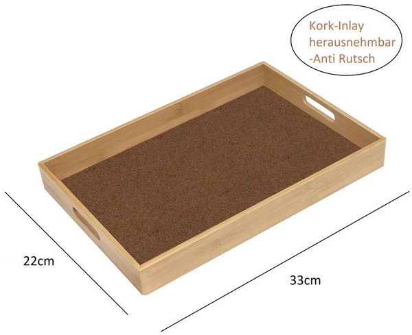 Nuts Servierbrett Babmus Serviertablett, inkl. Kork-Inlay zum rausnehmen, anti rutsch