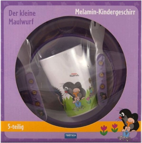 Trötsch Verlag Kindergeschirr-Set Trötsch Der kleine Maulwurf Kindergeschirr Set Lila 5 teilig