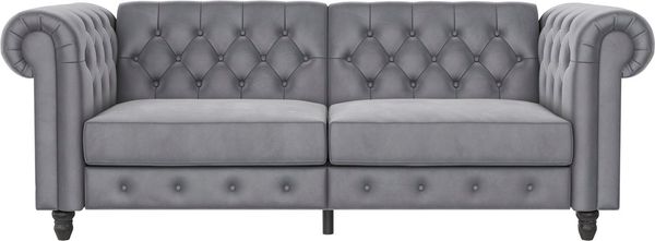 Dorel Home 3-Sitzer Felix, Schlafsofa 236 cm, (Liegefläche 108x190cm), Rückenlehne, 3-fach verstellbar, Velours, Kunstleder, Luxus-Microfaser Vintage