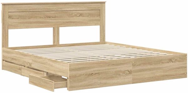 vidaXL Bettrahmen Sonoma-Eiche 200 x 200 cm Ingenieurs Holz 3409824 Bild 5