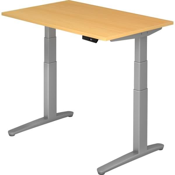 'XBHM12' Sitz-Steh-Schreibtisch elektrisch 120x80 cm Buche Silber