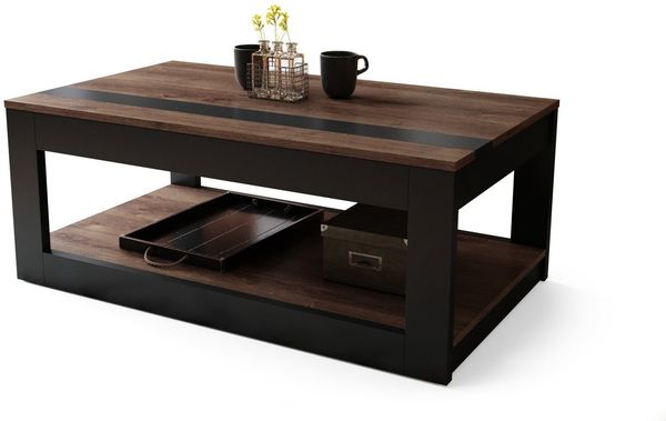 designimpex Couchtisch Design Couchtisch Lusso aufklappbar Arbeitstisch Esstisch Ablage, Funktionstisch, Wohnzimmertisch, Tisch, Esstisch, Sofatisch, Rollen