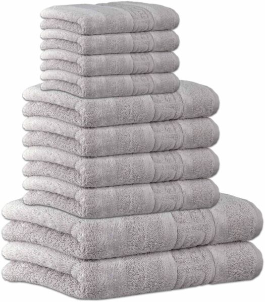 CAWÖ Handtuch Set, 10-tlg. - C Noblesse, 2x Duschtuch, 4x Handtuch, 4x Gästetuch Silber Set