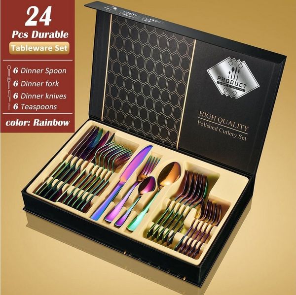 Faizee Home Besteck-Set Besteckset 24 tlg. Edelstahlbesteck für. 6 Personen Gift Box (24-tlg), Edelstahl