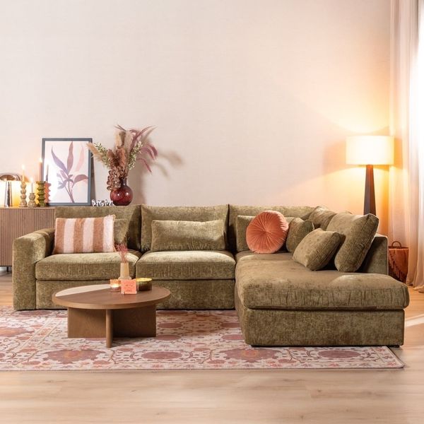 Bronx71 Ecksofa Kyle chenille grün rechts