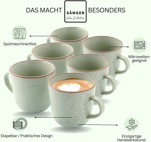 SÄNGER Kaffeebecher Set Rio Minze- 6 teilig aus Steingut Bild 4