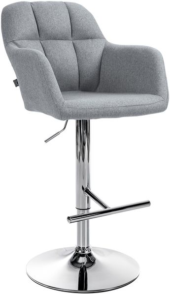 CLP Barhocker Natoma Stoff I Thekenhocker für Bar mit Gepolsterter Sitzfläche,grau Metall in Chromoptik