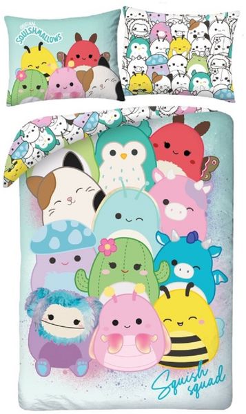 Squishmallows Bettwäsche Set aus Mikrofaser Bettdeckenbezug 140 × 200 cm mit 70 × 90 cm Kissenbezug