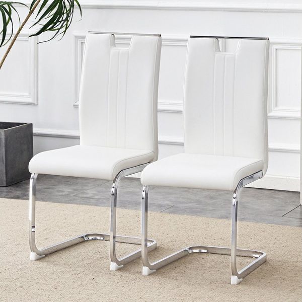 BBWL Esszimmerstuhl 2er Set Esszimmerstühle Freischwinger (Kunstleder Bogenform ergonomisch), für Esszimmer, Küche und Homeoffice