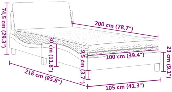 vidaXL Bett mit Matratze "Dover" Schwarz und Weiß 100x200 cm Kunstleder 3208362 Bild 10
