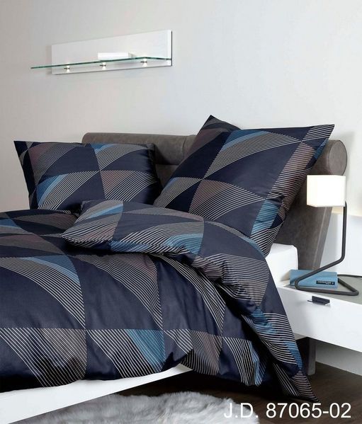Janine Mako Satin Bettwäsche 2 teilig Bettbezug 135x200 cm Kopfkissenbezug 80x80 cm J. D. 87065-02 nachtschattenblau