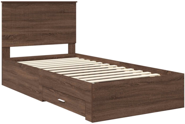 vidaXL Bettrahmen Braune Eiche und Silber 100x200 cm Holzwerkstoff 3411347 Bild 3