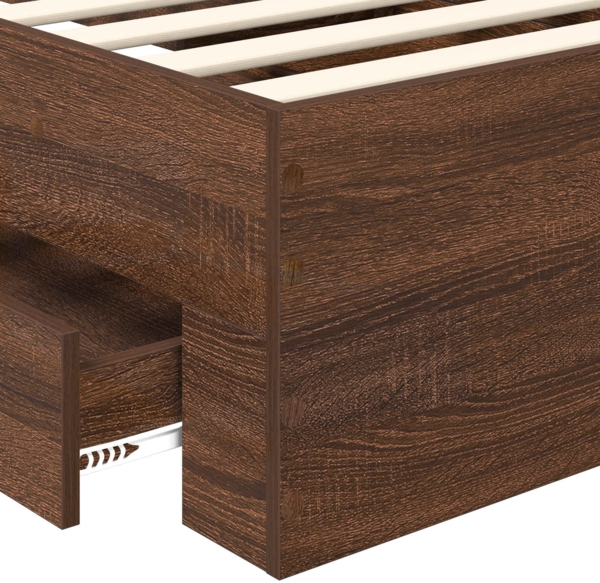 vidaXL Bettrahmen Braune Eiche und Silber 100x200 cm Holzwerkstoff 3411347 Bild 9