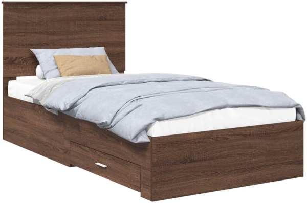 vidaXL Bettrahmen Braune Eiche und Silber 100x200 cm Holzwerkstoff 3411347 Bild 1