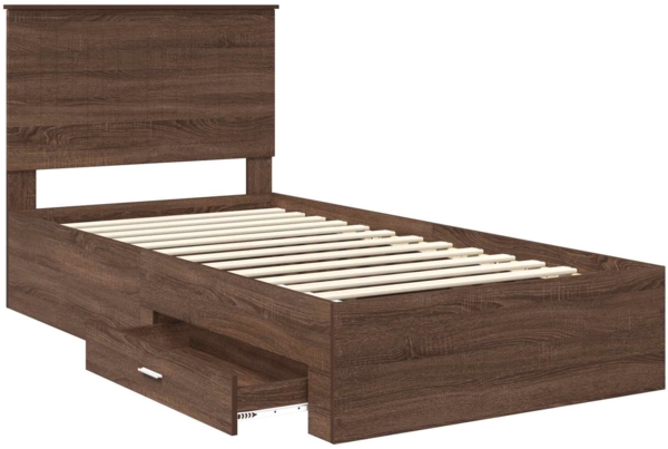 vidaXL Bettrahmen Braune Eiche und Silber 100x200 cm Holzwerkstoff 3411347 Bild 4