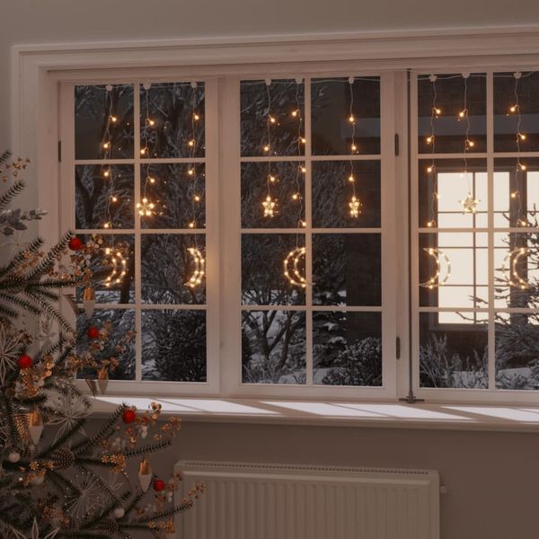 vidaXL Lichterketten Stern und Mond Fernbedienung 138 LEDs Warmweiß 328794