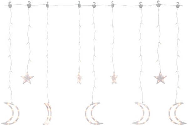 vidaXL Lichterketten Stern und Mond Fernbedienung 138 LEDs Warmweiß 328794