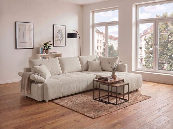 COLLECTION AB Ecksofa Funtastic, Breite 213 cm, mit Schlaffunktion, Bettkasten, Armverstellung und Bonnelfederkern