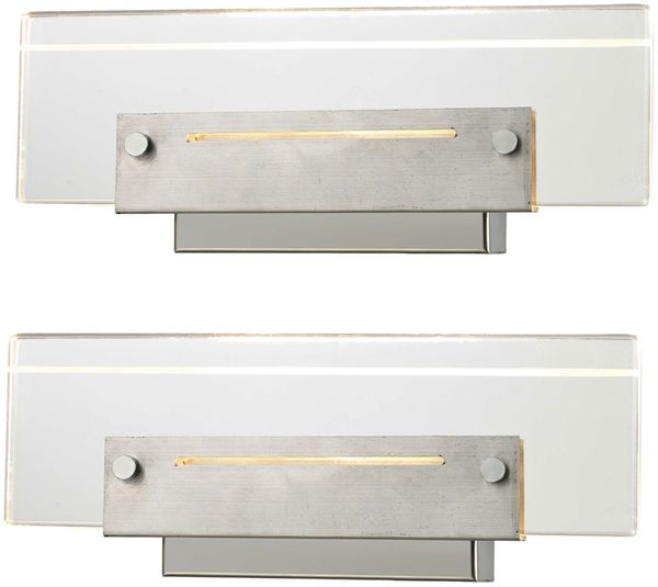 2er Set LED Wandleuchte, Chrom, Acryl klar, Schalter, L 26 cm