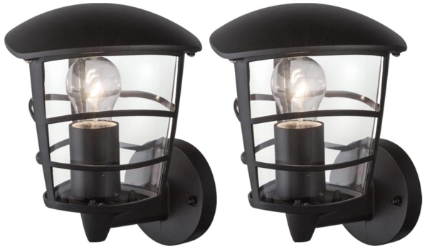 2er Set Wandleuchten, Aluminium schwarz, Höhe 22,5 cm OMERO