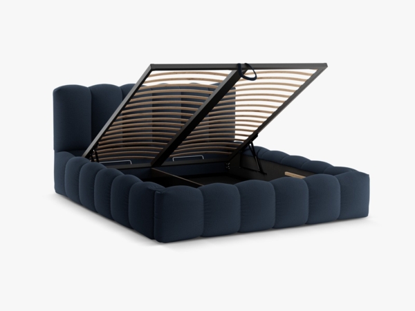 Micadoni Stauraumbett mit Kopfteil Lupine Strukturierter Stoff Moly Königsblau 140x200 Bild 3